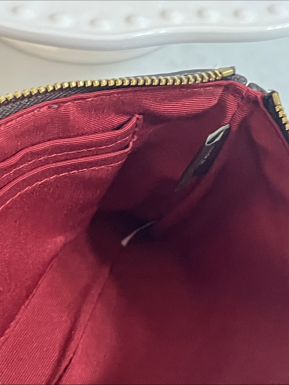 Coach Brown Signature Canvas Wristlet with Red Stripe - Picture 5 of 5